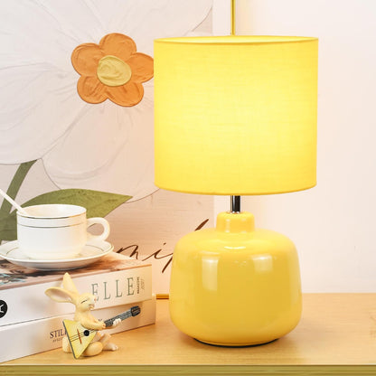 Oslo Small Ceramic Table Lamp for Living Room and Bedroom,Modern Kids Night Table Lamp,Φ7.09×H13.39IN,Bulb Excluded,Yellow
