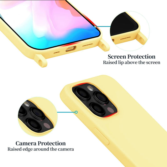 Compatible with iPhone 15 Pro Max Case with Lanyard Crossbody iPhone Case with Strap Adjustable Shockproof Drop Protection Silicone Phone Cover for iPhone 15 Pro Max 6.7’’
