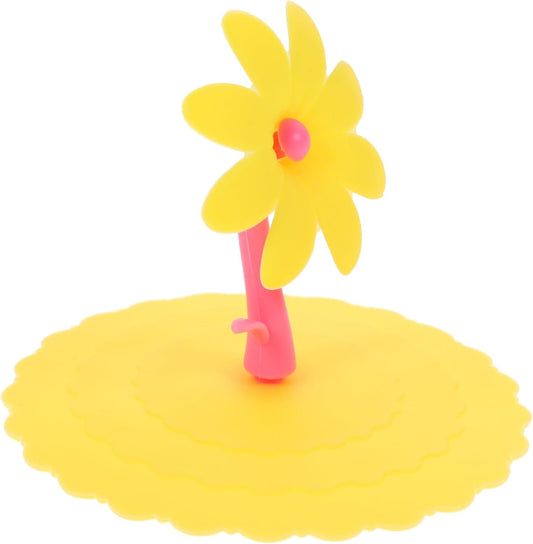 1Pc Silicone Flower Shape Cup Lid Light Yellow Chrysanthemum Cover for Mugs Leakage Design Reusable and for Tea and Cups Great Present Choice