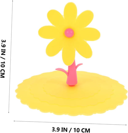 1Pc Silicone Flower Shape Cup Lid Light Yellow Chrysanthemum Cover for Mugs Leakage Design Reusable and for Tea and Cups Great Present Choice