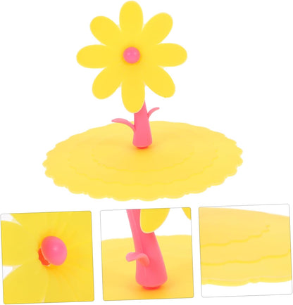 1Pc Silicone Flower Shape Cup Lid Light Yellow Chrysanthemum Cover for Mugs Leakage Design Reusable and for Tea and Cups Great Present Choice