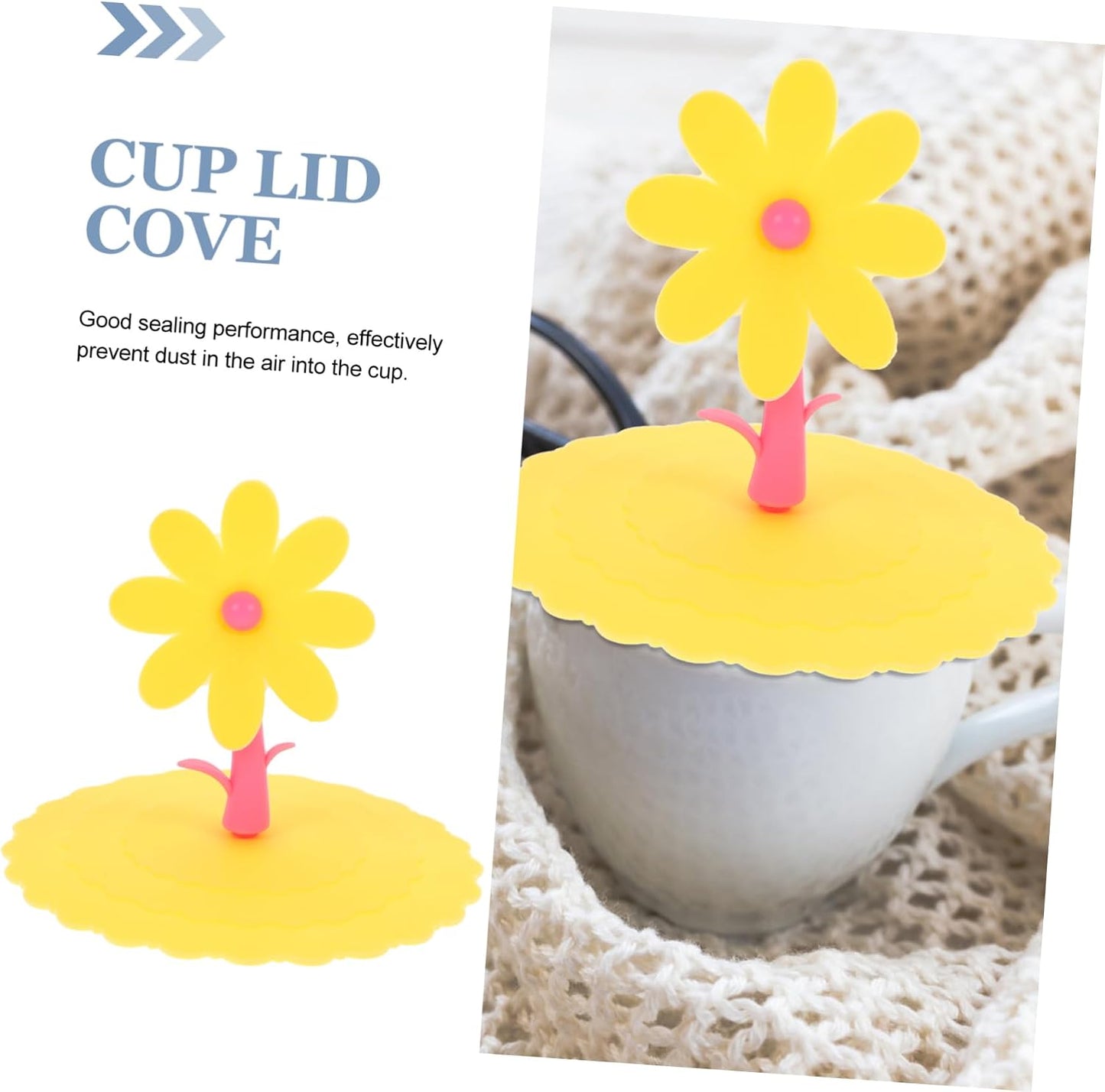 1Pc Silicone Flower Shape Cup Lid Light Yellow Chrysanthemum Cover for Mugs Leakage Design Reusable and for Tea and Cups Great Present Choice
