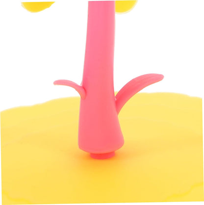 1Pc Silicone Flower Shape Cup Lid Light Yellow Chrysanthemum Cover for Mugs Leakage Design Reusable and for Tea and Cups Great Present Choice