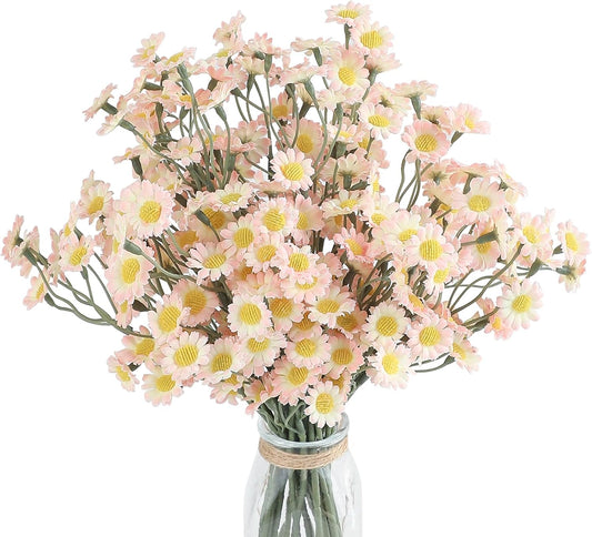 24pcs Yellow Small Artificial Flowers Faux Silk Daisies Fake Wildflowers with Stems for DIY Wedding Bouquets Floral Arrangements Party Decor Centerpieces Decorations (Vase Not Included)