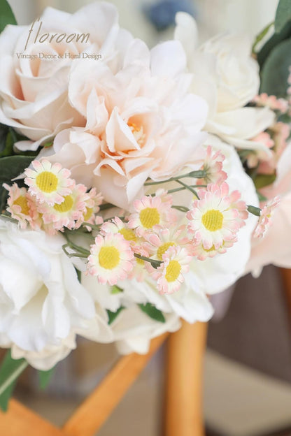 24pcs Yellow Small Artificial Flowers Faux Silk Daisies Fake Wildflowers with Stems for DIY Wedding Bouquets Floral Arrangements Party Decor Centerpieces Decorations (Vase Not Included)