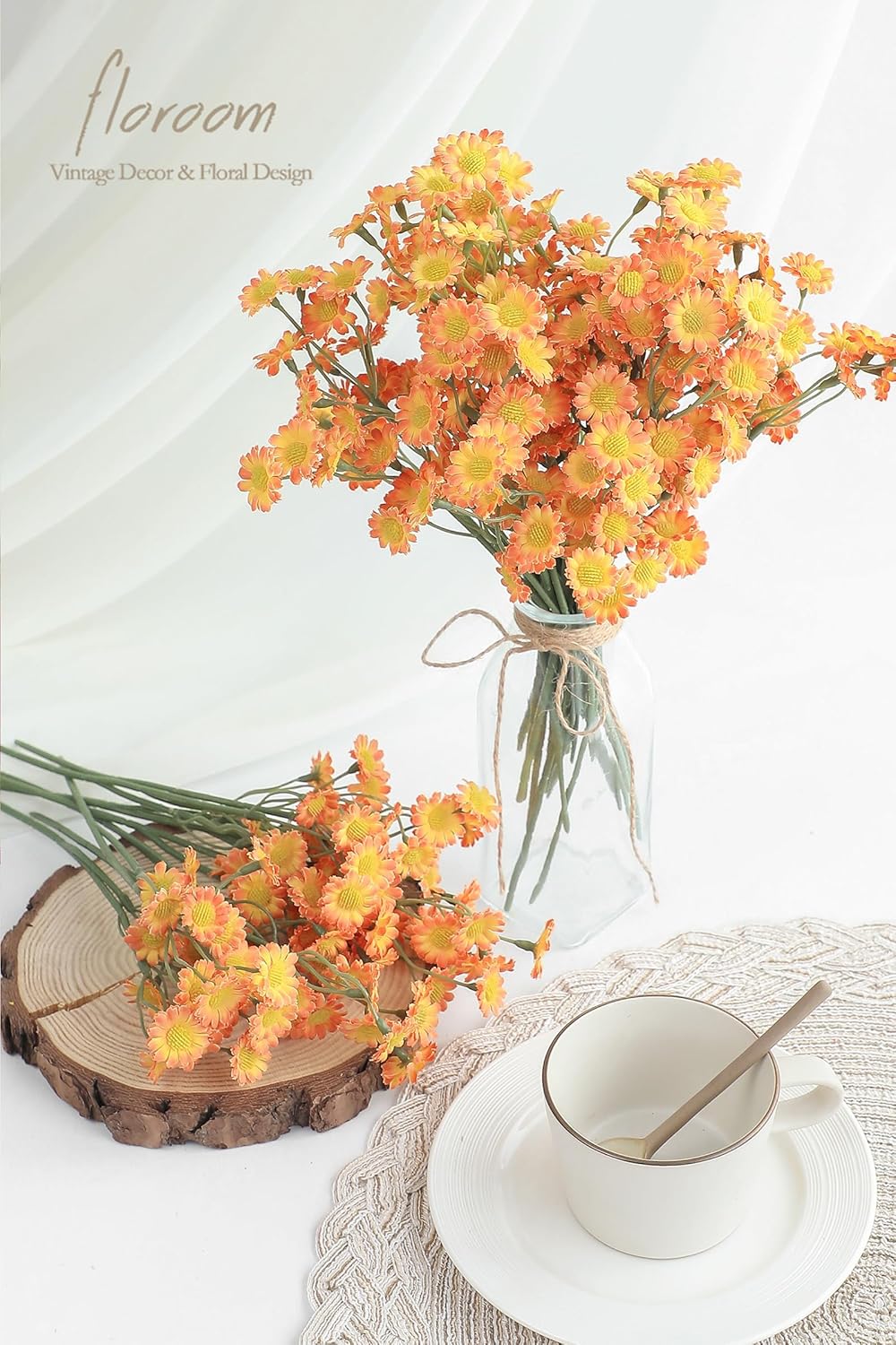 24pcs Yellow Small Artificial Flowers Faux Silk Daisies Fake Wildflowers with Stems for DIY Wedding Bouquets Floral Arrangements Party Decor Centerpieces Decorations (Vase Not Included)