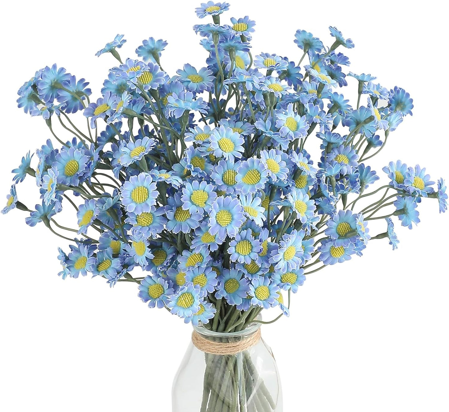 24pcs Yellow Small Artificial Flowers Faux Silk Daisies Fake Wildflowers with Stems for DIY Wedding Bouquets Floral Arrangements Party Decor Centerpieces Decorations (Vase Not Included)