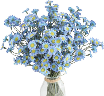 24pcs Yellow Small Artificial Flowers Faux Silk Daisies Fake Wildflowers with Stems for DIY Wedding Bouquets Floral Arrangements Party Decor Centerpieces Decorations (Vase Not Included)