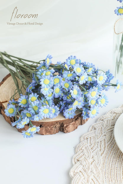 24pcs Yellow Small Artificial Flowers Faux Silk Daisies Fake Wildflowers with Stems for DIY Wedding Bouquets Floral Arrangements Party Decor Centerpieces Decorations (Vase Not Included)