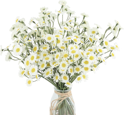 24pcs Yellow Small Artificial Flowers Faux Silk Daisies Fake Wildflowers with Stems for DIY Wedding Bouquets Floral Arrangements Party Decor Centerpieces Decorations (Vase Not Included)