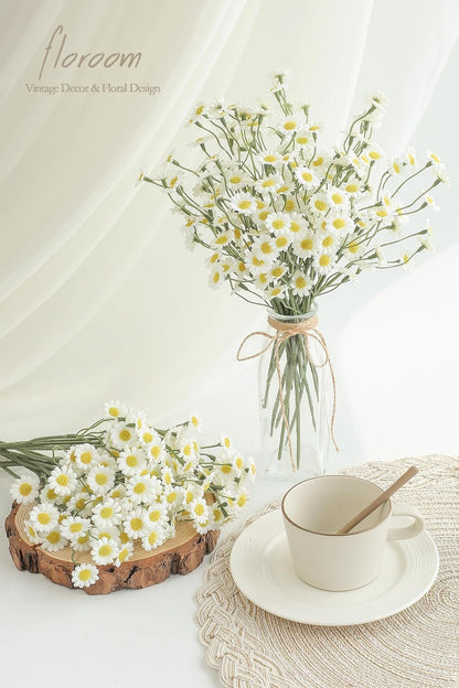 24pcs Yellow Small Artificial Flowers Faux Silk Daisies Fake Wildflowers with Stems for DIY Wedding Bouquets Floral Arrangements Party Decor Centerpieces Decorations (Vase Not Included)