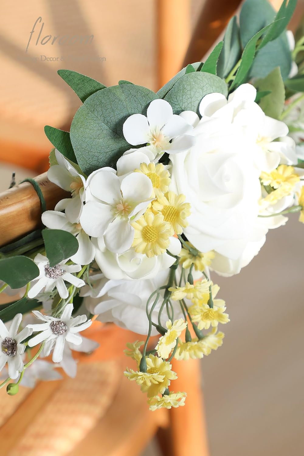 24pcs Yellow Small Artificial Flowers Faux Silk Daisies Fake Wildflowers with Stems for DIY Wedding Bouquets Floral Arrangements Party Decor Centerpieces Decorations (Vase Not Included)