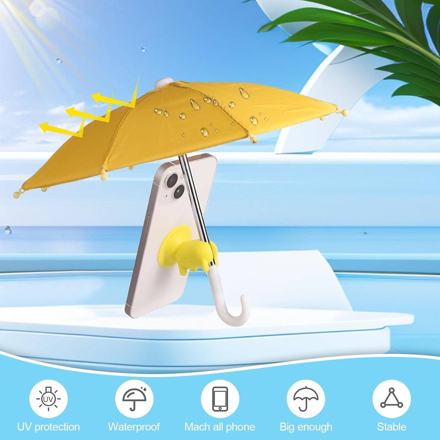Phone Umbrella for Sun - Universal Adjustable Cute Stand With Piggy Suction Cup, Outdoor Anti-reflective Glare Blocking Cell Phone Sun Shade