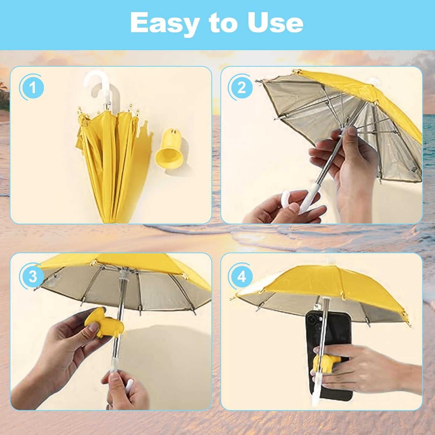 Phone Umbrella for Sun - Universal Adjustable Cute Stand With Piggy Suction Cup, Outdoor Anti-reflective Glare Blocking Cell Phone Sun Shade