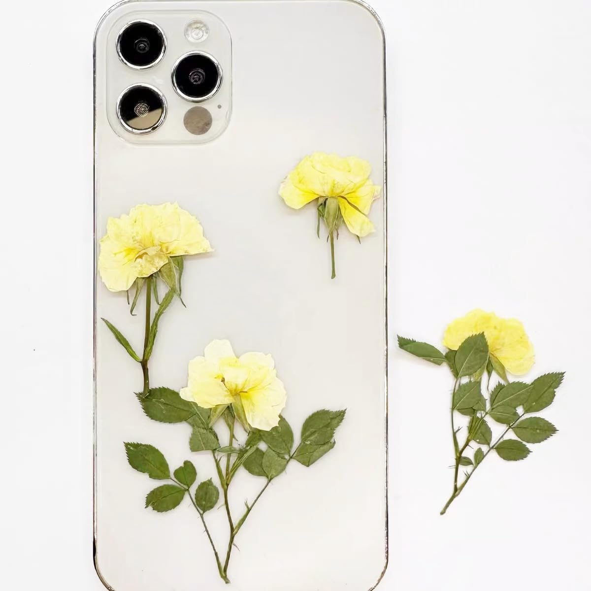 12 Pcs Nauture Pressed Rose, Real Dried Pressed Flowers for Resin Scrapbook Supplies Card Making Soap Candle DIY Art Crafts (Yellow)