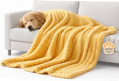 Emotional Support Blanket Yellow, Calming Dog Blanket, Security Blanket, Designed for Kennel, Indoors Sofa for Pets, Rabbit Hair Plus Comfortable and Soft(Yellow,39.37 * 59.06")