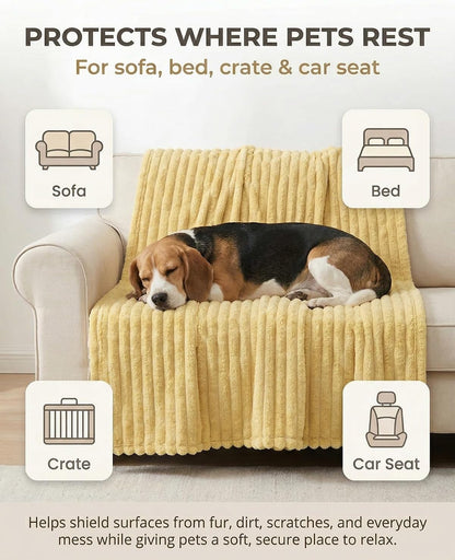 Emotional Support Blanket Yellow, Calming Dog Blanket, Security Blanket, Designed for Kennel, Indoors Sofa for Pets, Rabbit Hair Plus Comfortable and Soft(Yellow,39.37 * 59.06")