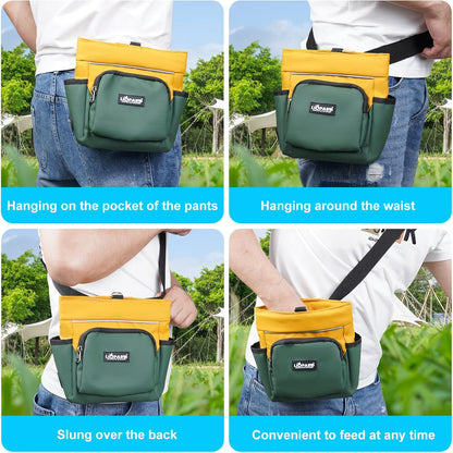 Dog Treat Pouch, Training Bag for Pet Walking, Pet Treat Bag with Silicone Liner, Magnetic Closure with Clicker and Belt Clip, 4-Cup Dog Treats Pouch for Outdoor Training (yellow)