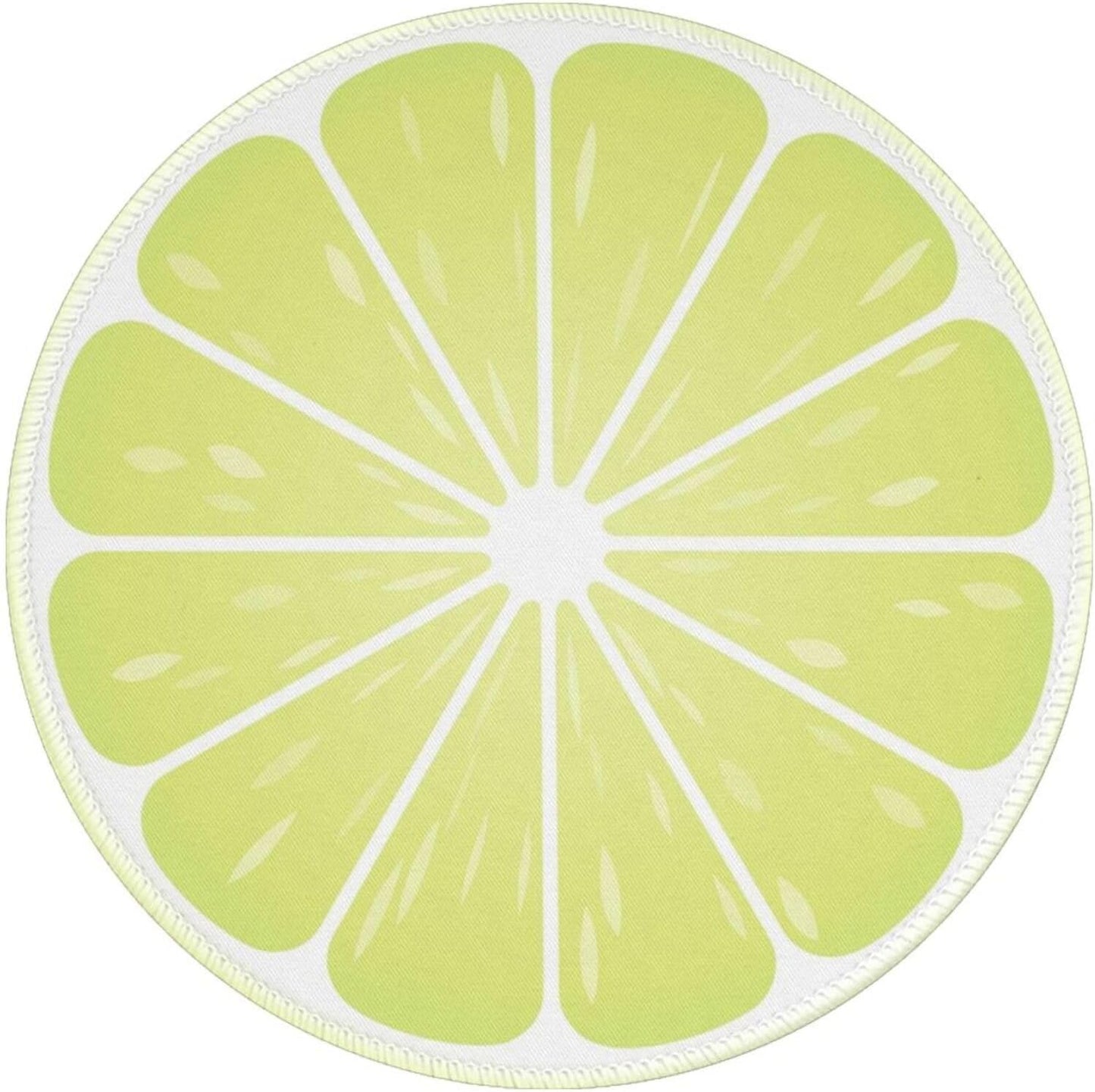 Green Lemon Round Mouse Pad Non-Slip Rubber Base for Computer Laptop Desk Accessories 8 X 8 Inch