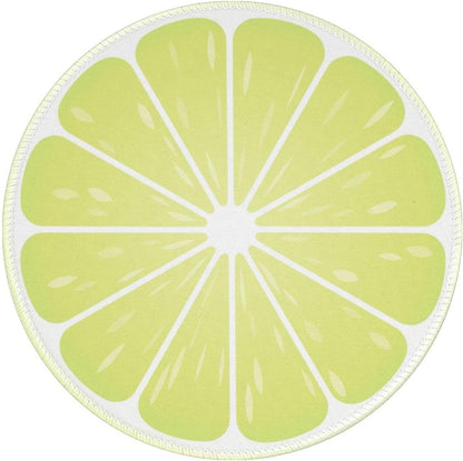 Green Lemon Round Mouse Pad Non-Slip Rubber Base for Computer Laptop Desk Accessories 8 X 8 Inch