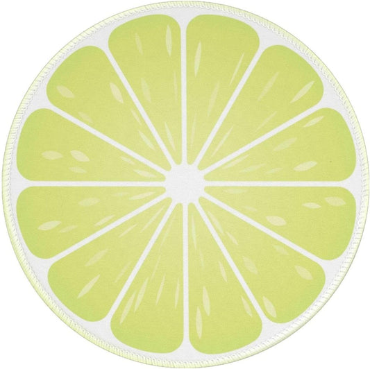 Green Lemon Round Mouse Pad Non-Slip Rubber Base for Computer Laptop Desk Accessories 8 X 8 Inch