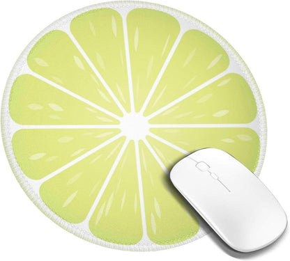 Green Lemon Round Mouse Pad Non-Slip Rubber Base for Computer Laptop Desk Accessories 8 X 8 Inch