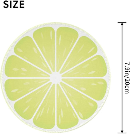 Green Lemon Round Mouse Pad Non-Slip Rubber Base for Computer Laptop Desk Accessories 8 X 8 Inch