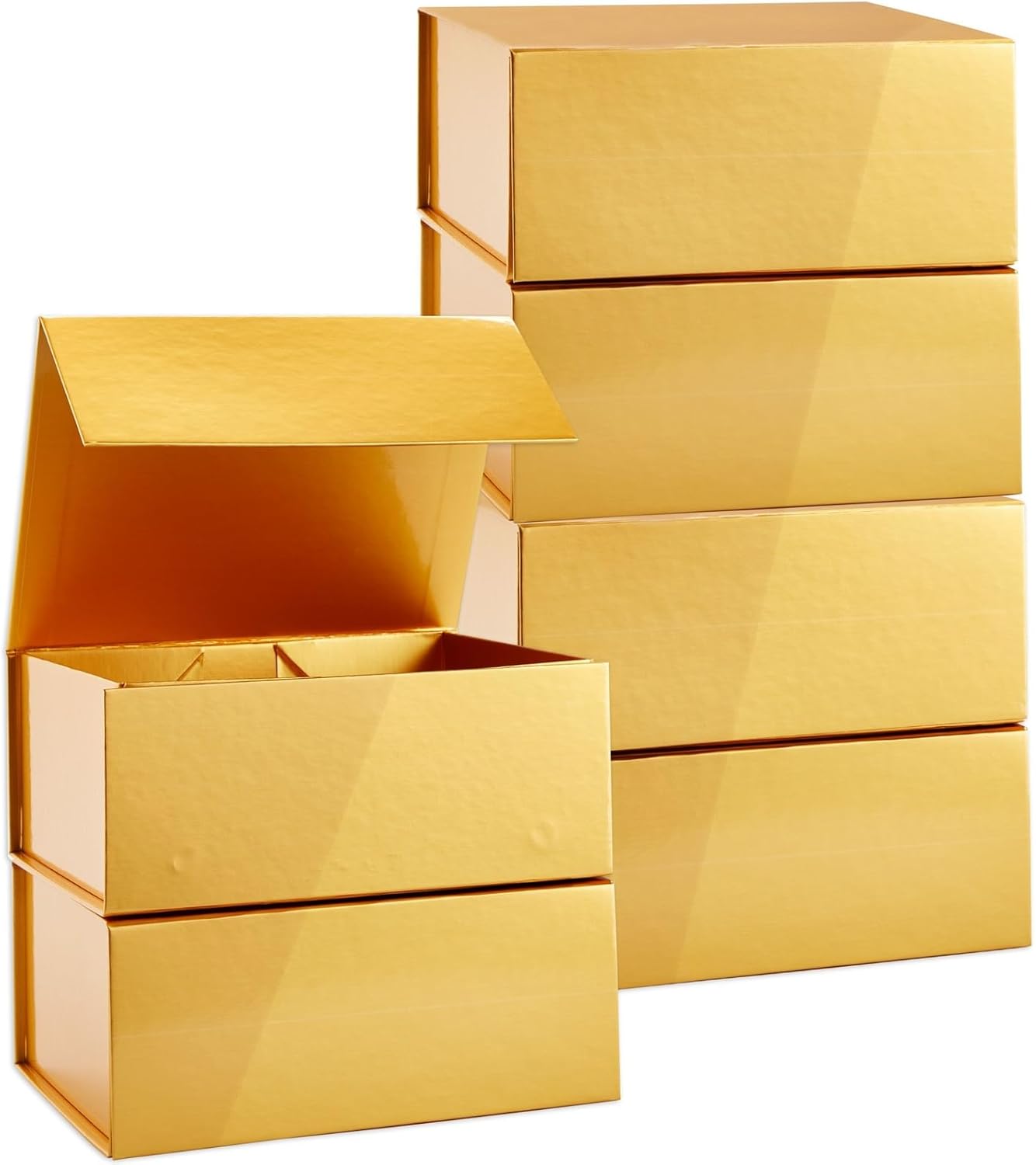 Magnetic Gold Gift Boxes with Lids - 9.5 x 7 x 4 In, Jewelry Gift Box 6 Pack, Gold - Magnetic Closure & Cardboard Construction