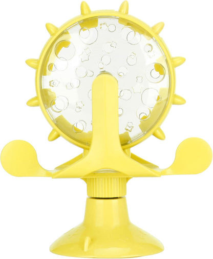 Cat Treat Dispenser Toy, Interactive Cat Feeder 360 Degree Rotating Windmill Leaking Food Toy for Indoor Cats with Suction Cup Cat Camera Treat Dispenser Cat Treat Dispenser Toy