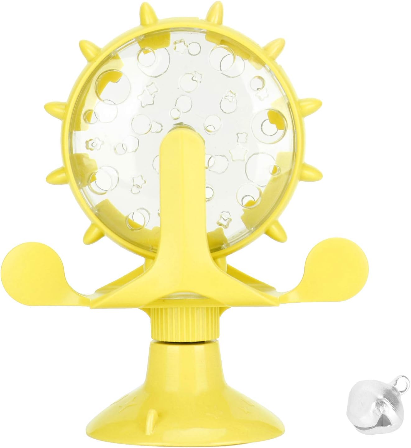 Cat Treat Dispenser Toy, Interactive Cat Feeder 360 Degree Rotating Windmill Leaking Food Toy for Indoor Cats with Suction Cup Cat Camera Treat Dispenser Cat Treat Dispenser Toy