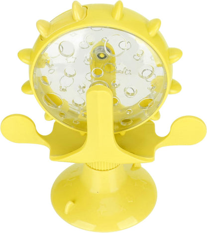 Cat Treat Dispenser Toy, Interactive Cat Feeder 360 Degree Rotating Windmill Leaking Food Toy for Indoor Cats with Suction Cup Cat Camera Treat Dispenser Cat Treat Dispenser Toy
