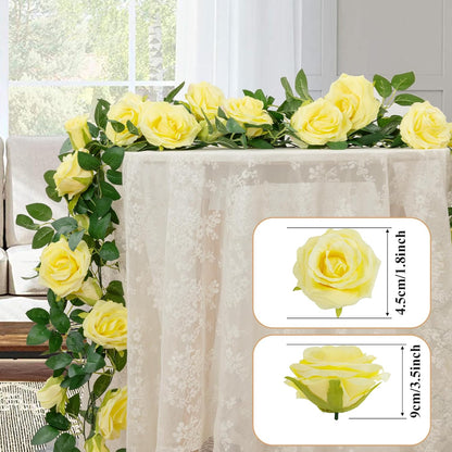 3 Pack Artificial Yellow Rose Garlands Flower Vines 19.5 ft | Fake Silk Roses Garland for Wedding Arch Table Centerpiece, Indoor Outdoor Backdrop Decorations for Home Garden