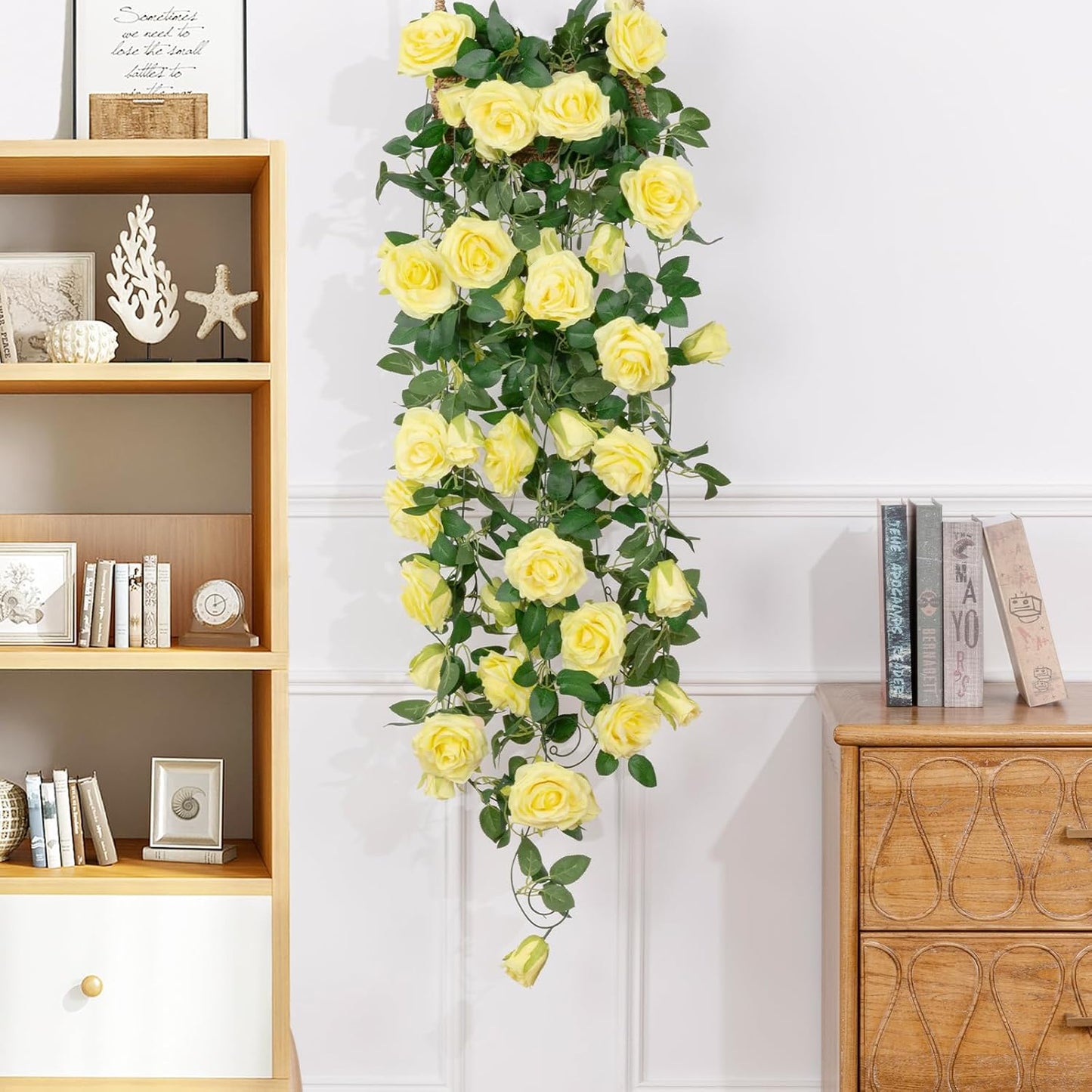 3 Pack Artificial Yellow Rose Garlands Flower Vines 19.5 ft | Fake Silk Roses Garland for Wedding Arch Table Centerpiece, Indoor Outdoor Backdrop Decorations for Home Garden