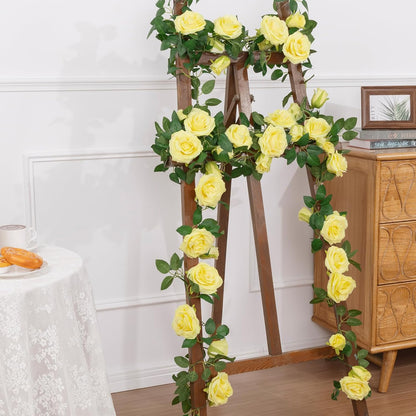 3 Pack Artificial Yellow Rose Garlands Flower Vines 19.5 ft | Fake Silk Roses Garland for Wedding Arch Table Centerpiece, Indoor Outdoor Backdrop Decorations for Home Garden