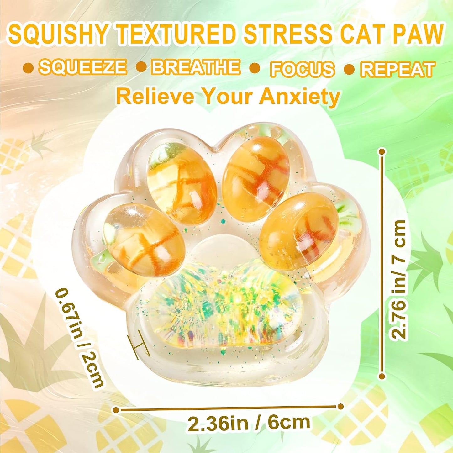 Soft Yellow Cat Paw Squeeze Toy, Silicone Squishy Fidget Toy, Stress Relief Sensory Toy for Home Office