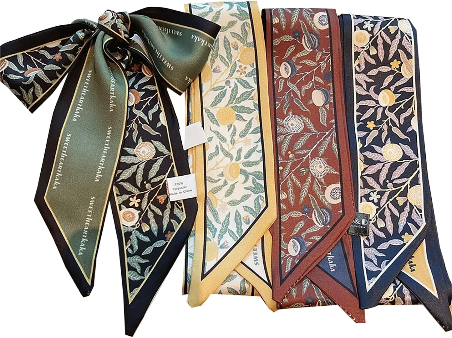 4 Pack Purse Scarf Bags for Women Handbag Scarfs Band Lightweight Skinny Hair Neck Accessories Fashion Gifts