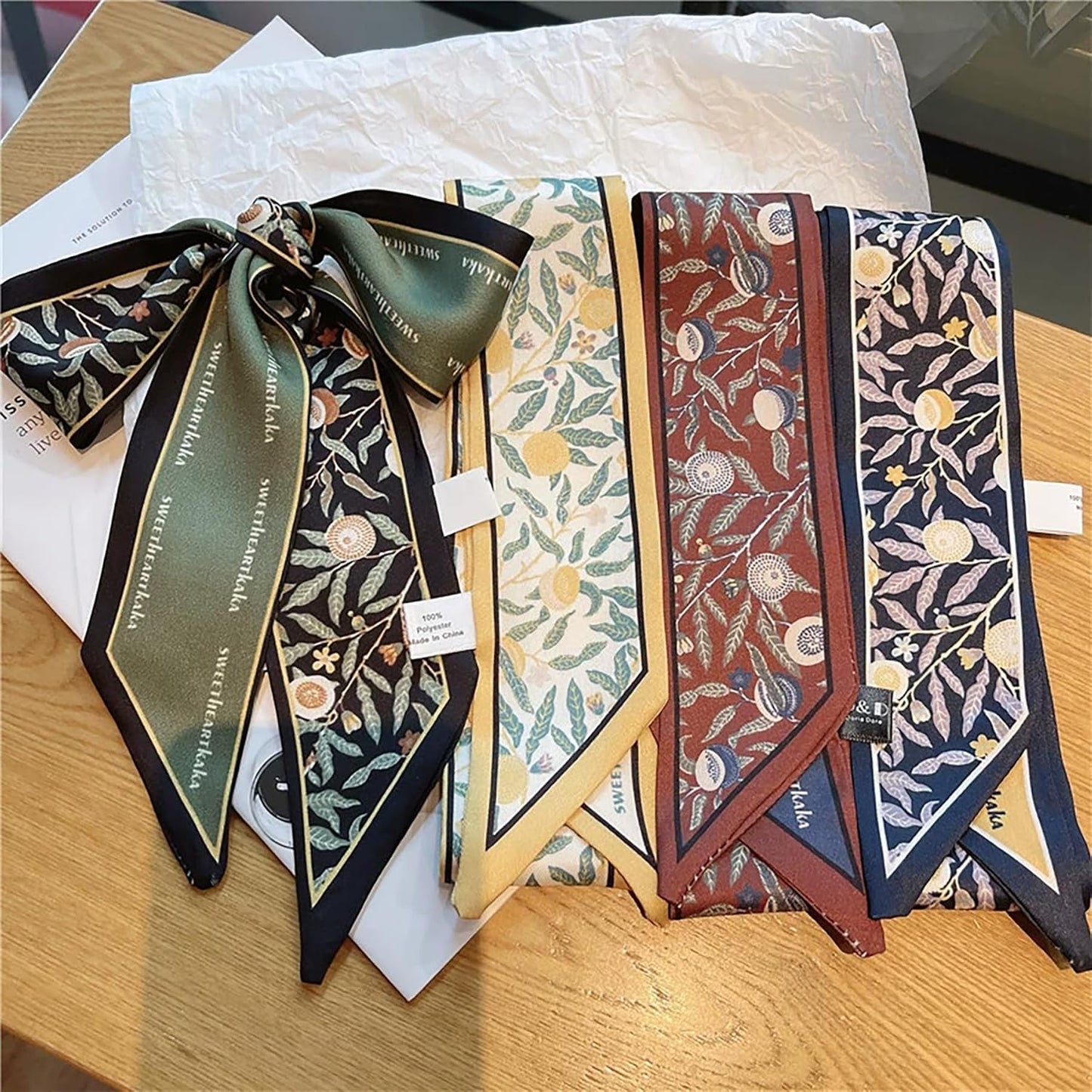 4 Pack Purse Scarf Bags for Women Handbag Scarfs Band Lightweight Skinny Hair Neck Accessories Fashion Gifts