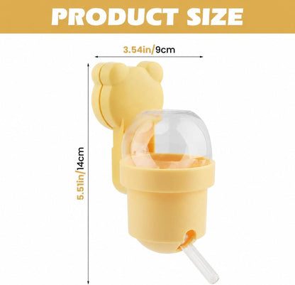 Magnetic Hamster Water Bottle, 3.7 oz Glass Small Pet Water Dispenser with Quiet Vacuum Nozzle, Drop-Resistant Holder for Cage or Glass Tank, for Hamsters, Gerbils and Mice(Yellow)
