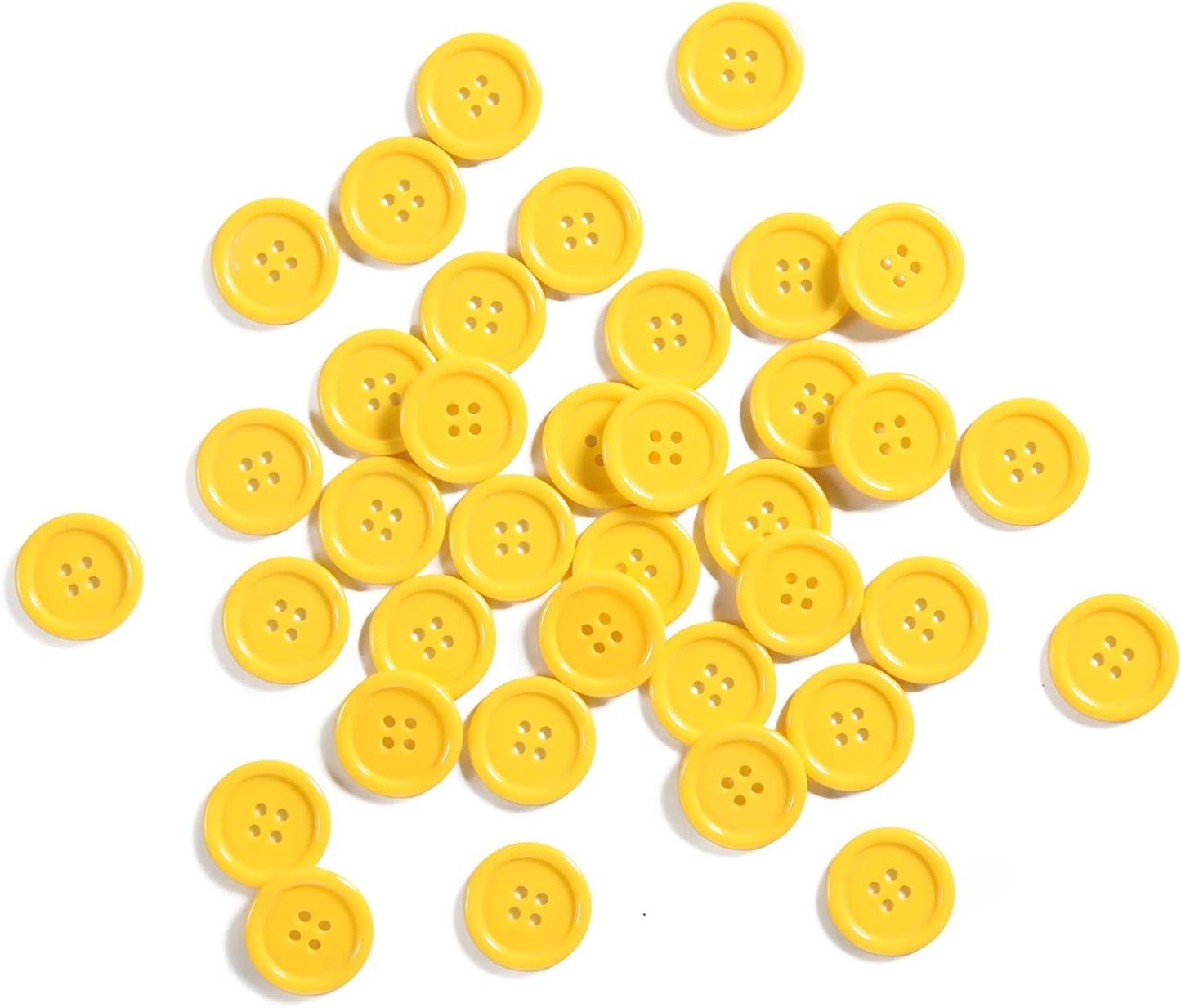 60pcs Yellow Buttons - 1inch Resin Flatback Large Yellow Buttons (25mm) for Crafts & Sewing