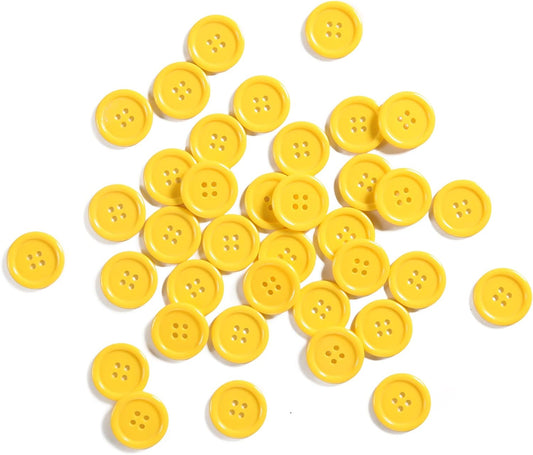 60pcs Yellow Buttons - 1inch Resin Flatback Large Yellow Buttons (25mm) for Crafts & Sewing