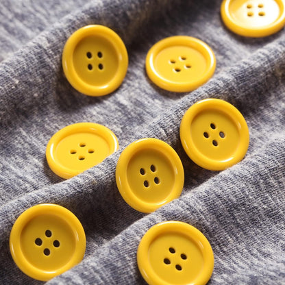 60pcs Yellow Buttons - 1inch Resin Flatback Large Yellow Buttons (25mm) for Crafts & Sewing