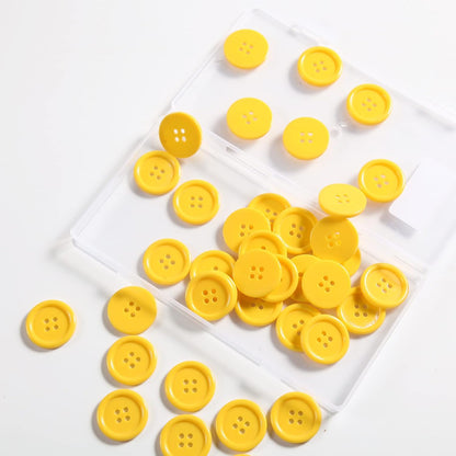 60pcs Yellow Buttons - 1inch Resin Flatback Large Yellow Buttons (25mm) for Crafts & Sewing