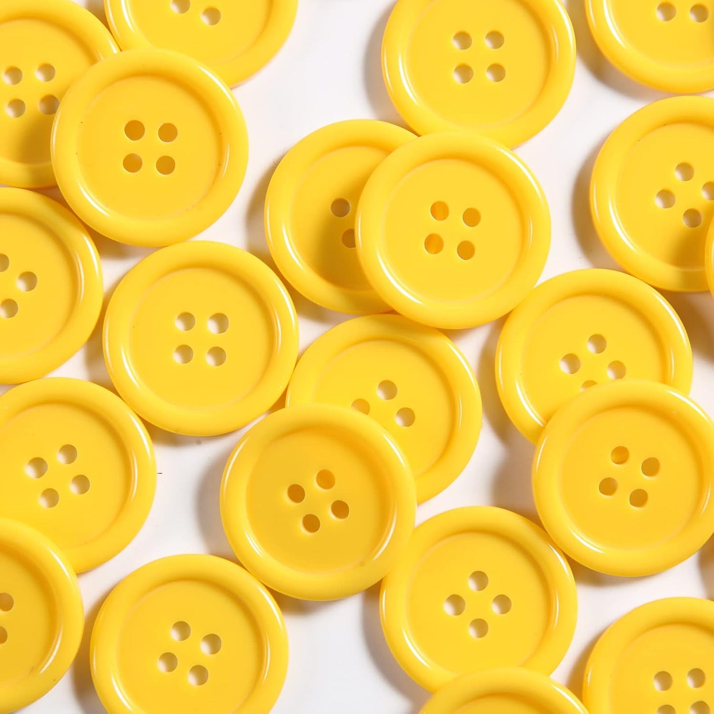 60pcs Yellow Buttons - 1inch Resin Flatback Large Yellow Buttons (25mm) for Crafts & Sewing