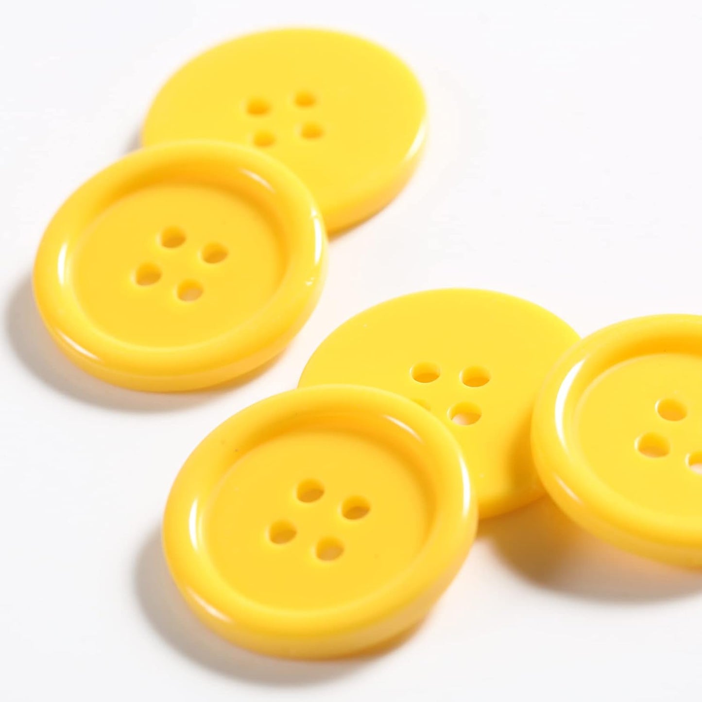 60pcs Yellow Buttons - 1inch Resin Flatback Large Yellow Buttons (25mm) for Crafts & Sewing