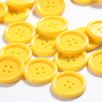 60pcs Yellow Buttons - 1inch Resin Flatback Large Yellow Buttons (25mm) for Crafts & Sewing