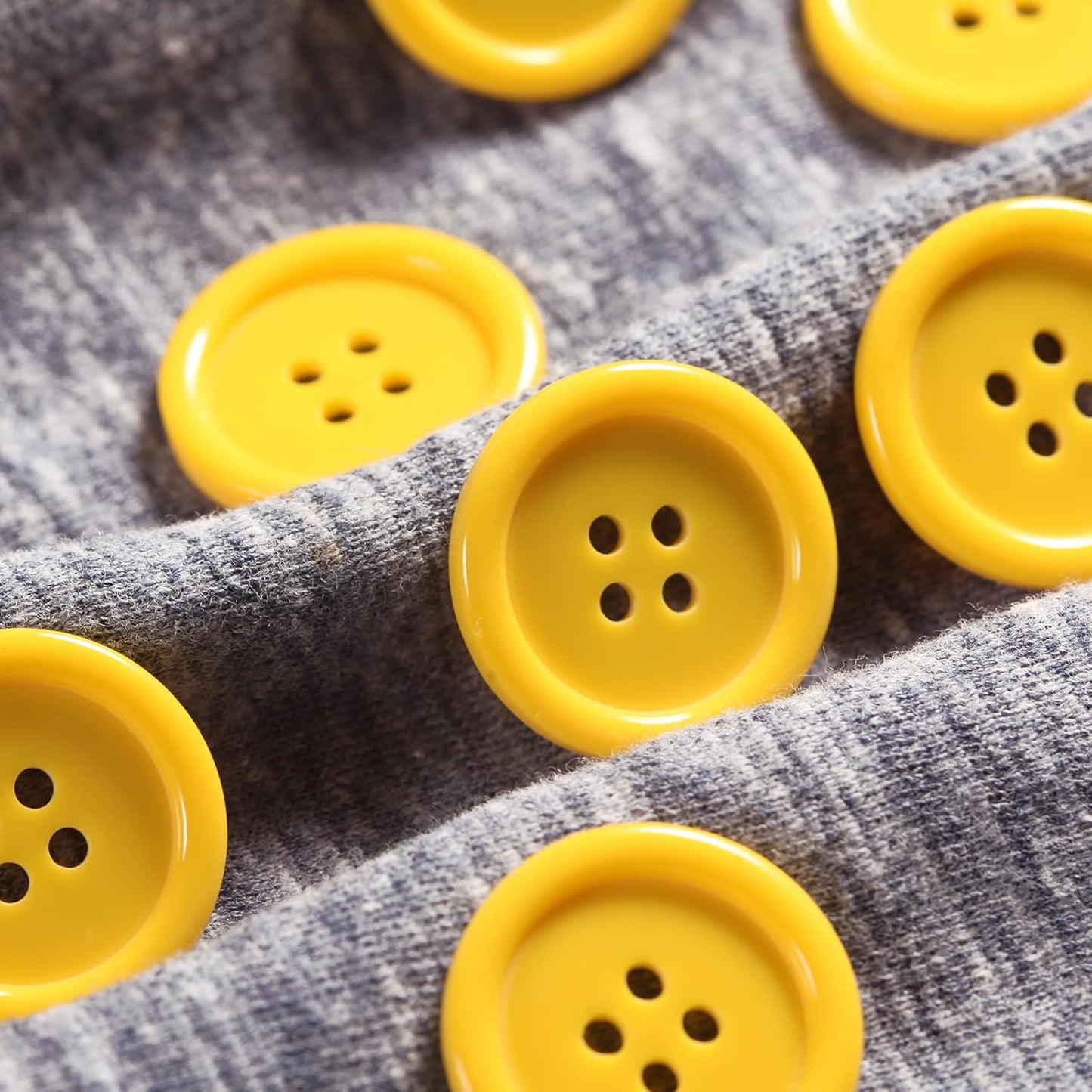 60pcs Yellow Buttons - 1inch Resin Flatback Large Yellow Buttons (25mm) for Crafts & Sewing