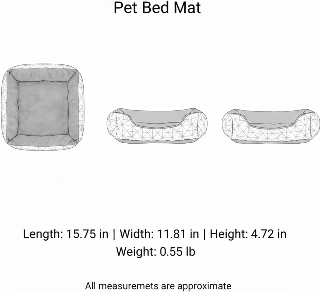Compact Cushioned Pet Mat with Attached Pillow, Soft Polyester Bedding for Small Dogs and Cats, Yellow Checkered Design, 15.7 x 11.8 x 4.7 Inches