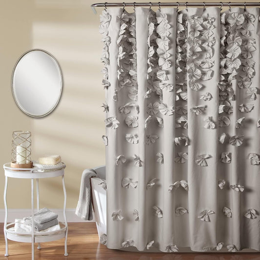 Riley Shower Curtain, 72" W x 72" L", Ivory - Bathroom Curtain - Coquette Decor - Bow Shower Curtains - Cottage Core - Fabric Shower Curtains