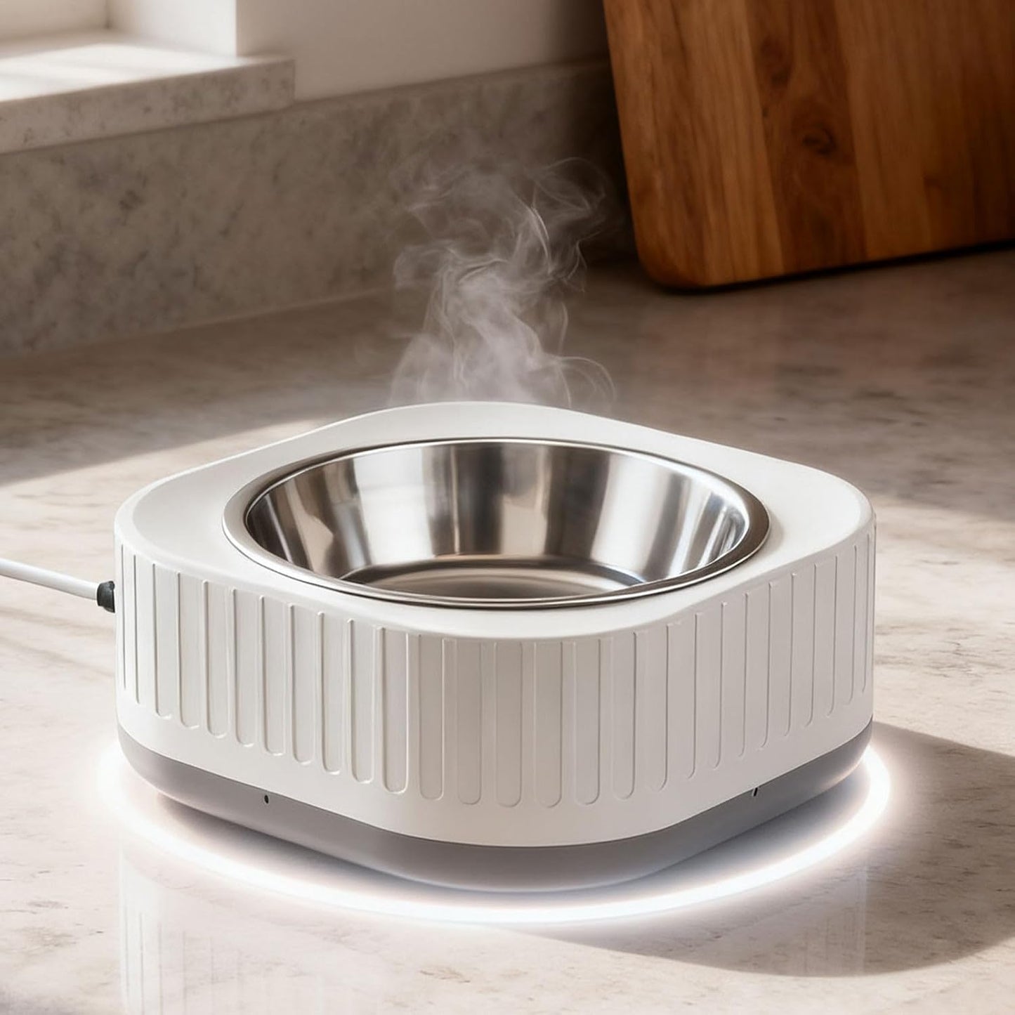 Heated Water Bowl for Cats and Dogs, Small Thermostatic Control Heated Dog Pet Bowl with Anti Chewy Cord for Winter, Removable Cat Bowl for Indoor and Outdoor (Yellow)