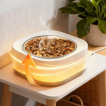 Heated Water Bowl for Cats and Dogs, Small Thermostatic Control Heated Dog Pet Bowl with Anti Chewy Cord for Winter, Removable Cat Bowl for Indoor and Outdoor (Yellow)